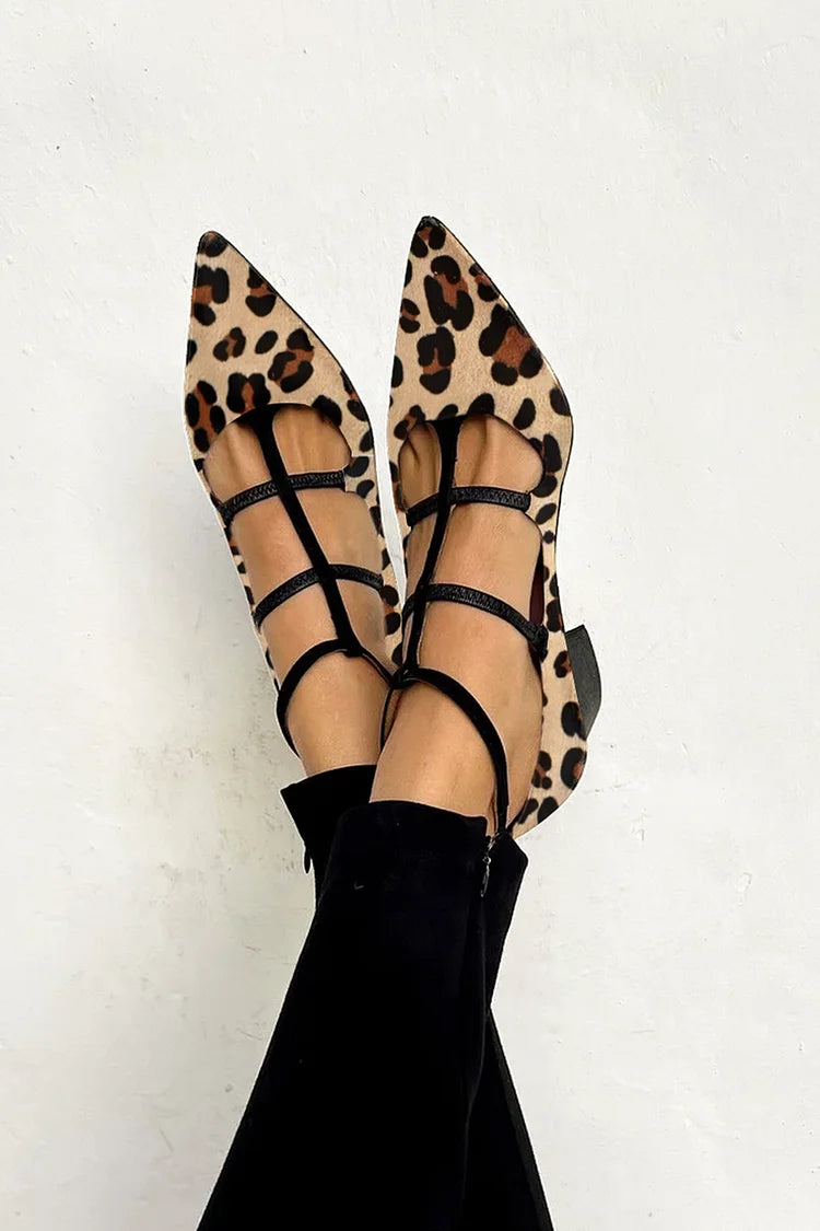 Ludovica™ | Baleríny s leopardím vzorem a tenkými pásky