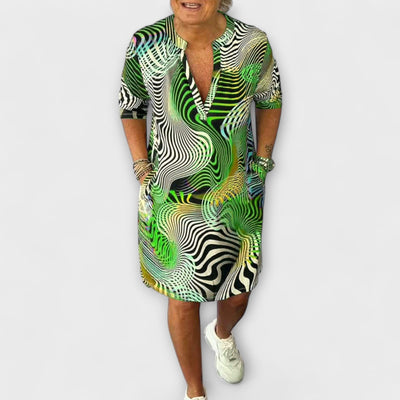 Liora - Barevné šaty s výstřihem do V