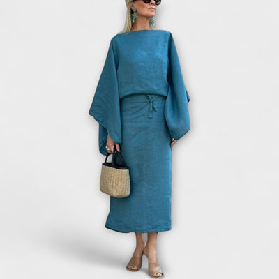 Dana - Kimono šaty vyrobené z lnu a bavlny