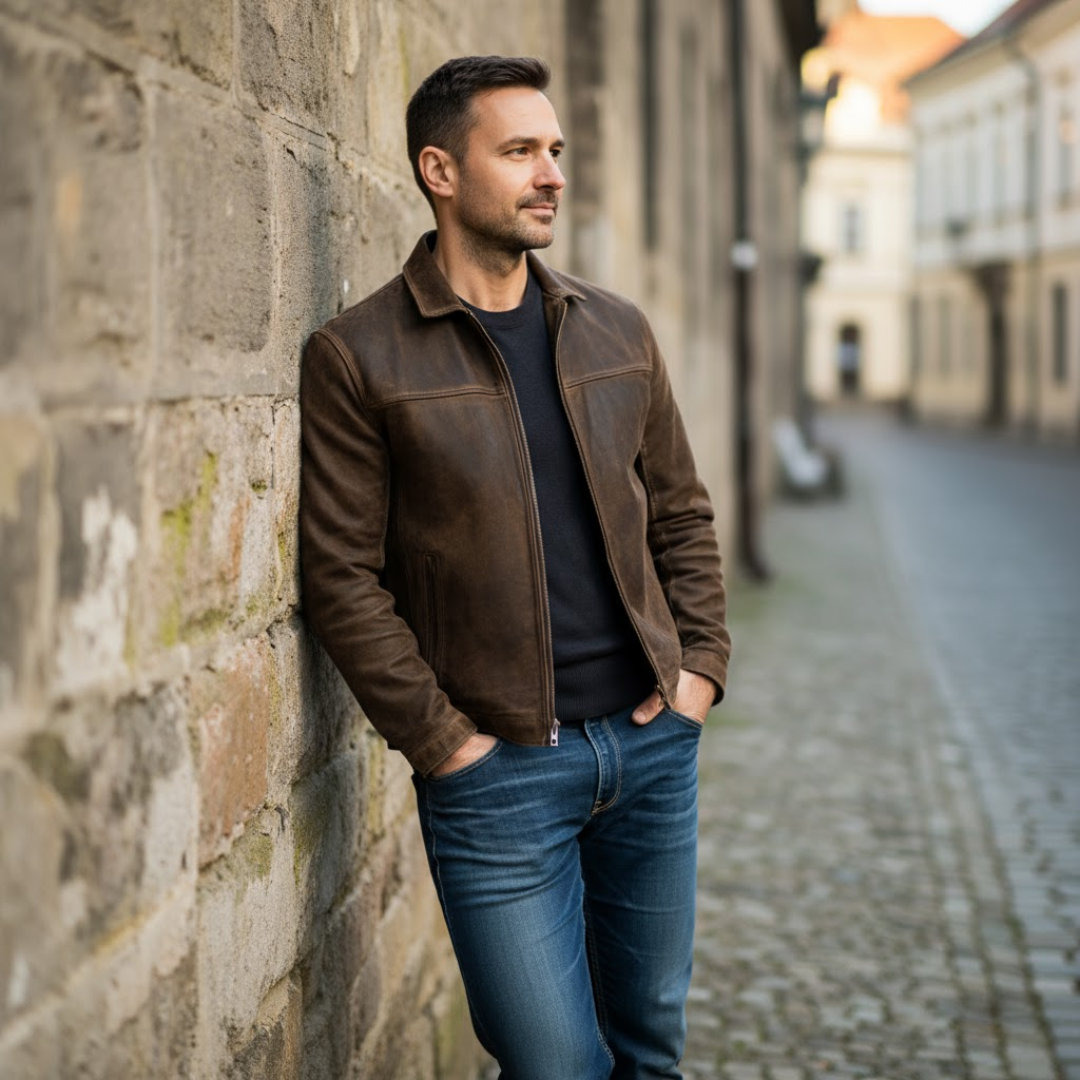 Liam™ | Kožená bunda s zipem