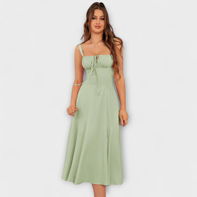 Naděje - Růžový top šaty s detailem rozparku