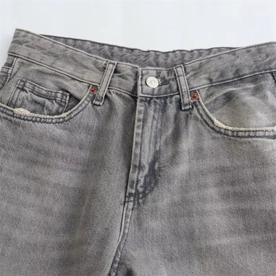 Gwenaëlle | Džíny rovného střihu s vysokým pasem šedé vintage