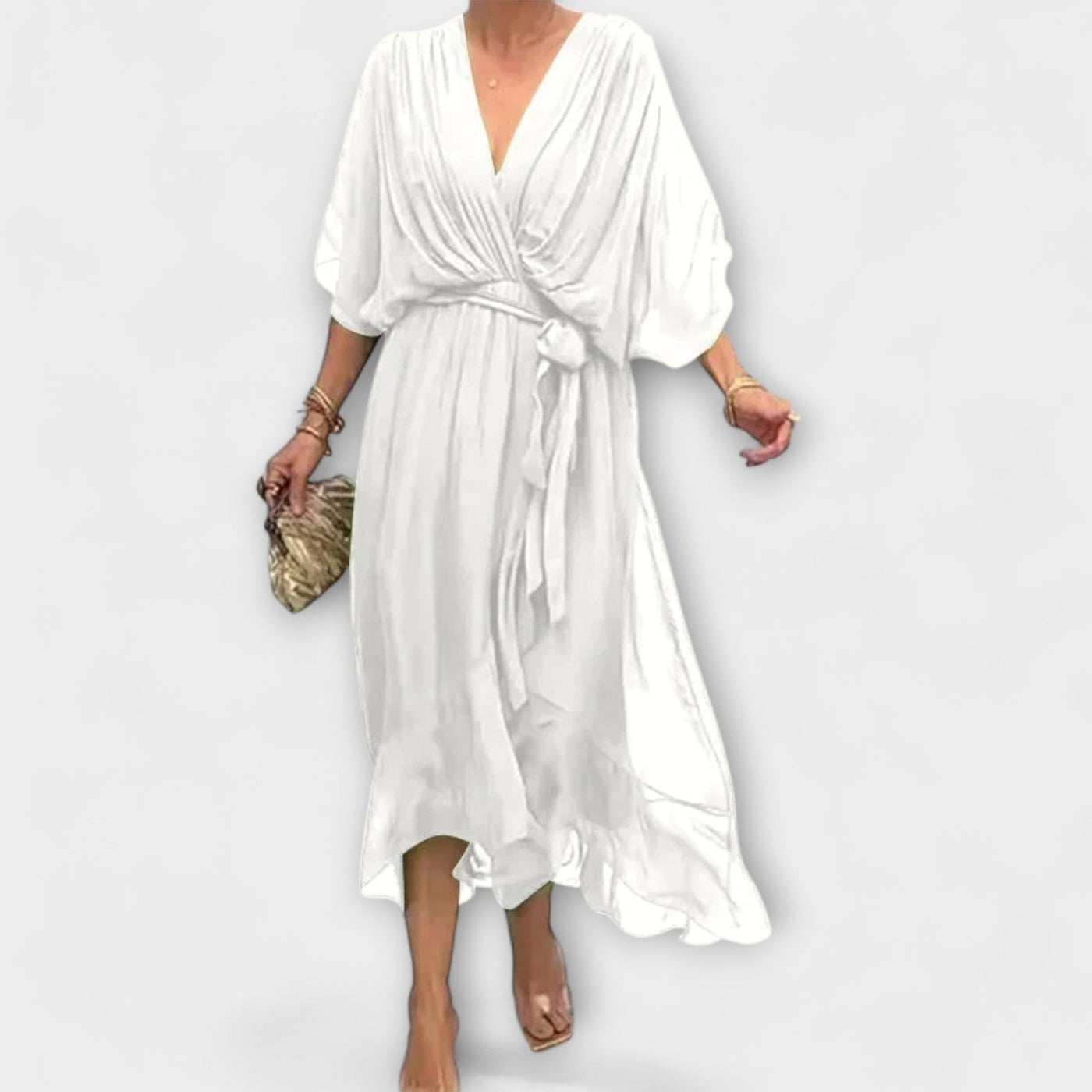 Amoura - Šifonové šaty s V výstřihem