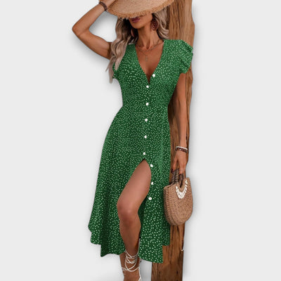 Elegantní Midi Šaty s Puntíky