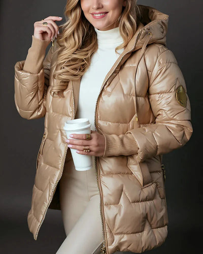 Nátalie - Stylový Zimní Kabát S Kapucí A Výplní