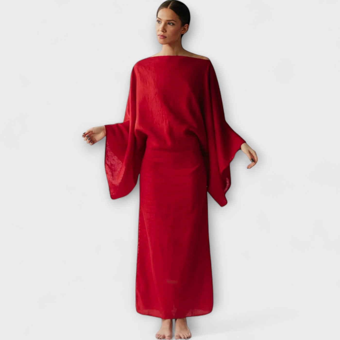 Dana - Kimono šaty vyrobené z lnu a bavlny